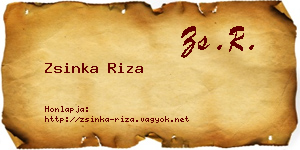 Zsinka Riza névjegykártya